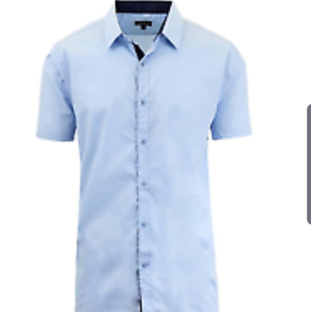 Men's Short-Sleeved Slim-Fit Solid Blue